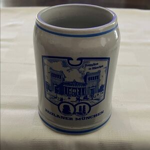 Vintage Paulaner Munchen Beer Stein - White and Blue